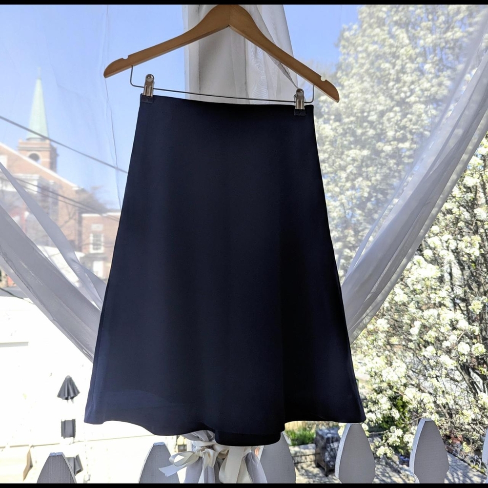 Ann Taylor Petite Navy Blue A-line Skirt